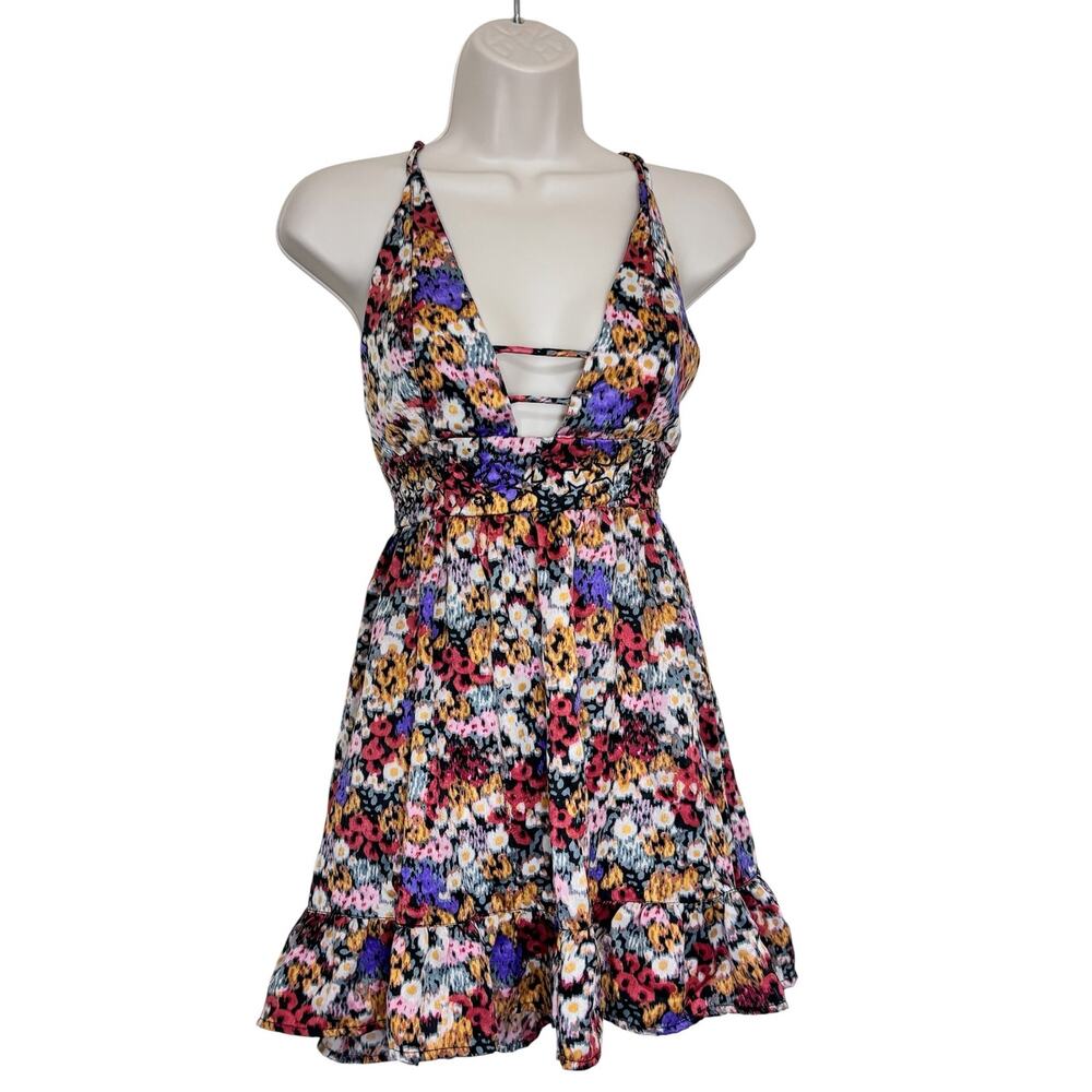 Urban Outfitters Naomi Strappy Back Floral Mini Dress with Pockets Size Medium